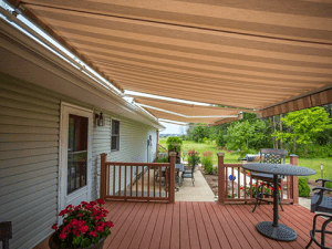 A Southeastern home is shaded by a Sunesta awning